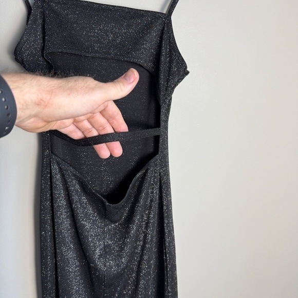 Accomplice Women's Vintage‎ Spaghetti Strap Metallic Glitter Maxi Dress Black S - Picture 6 of 13
